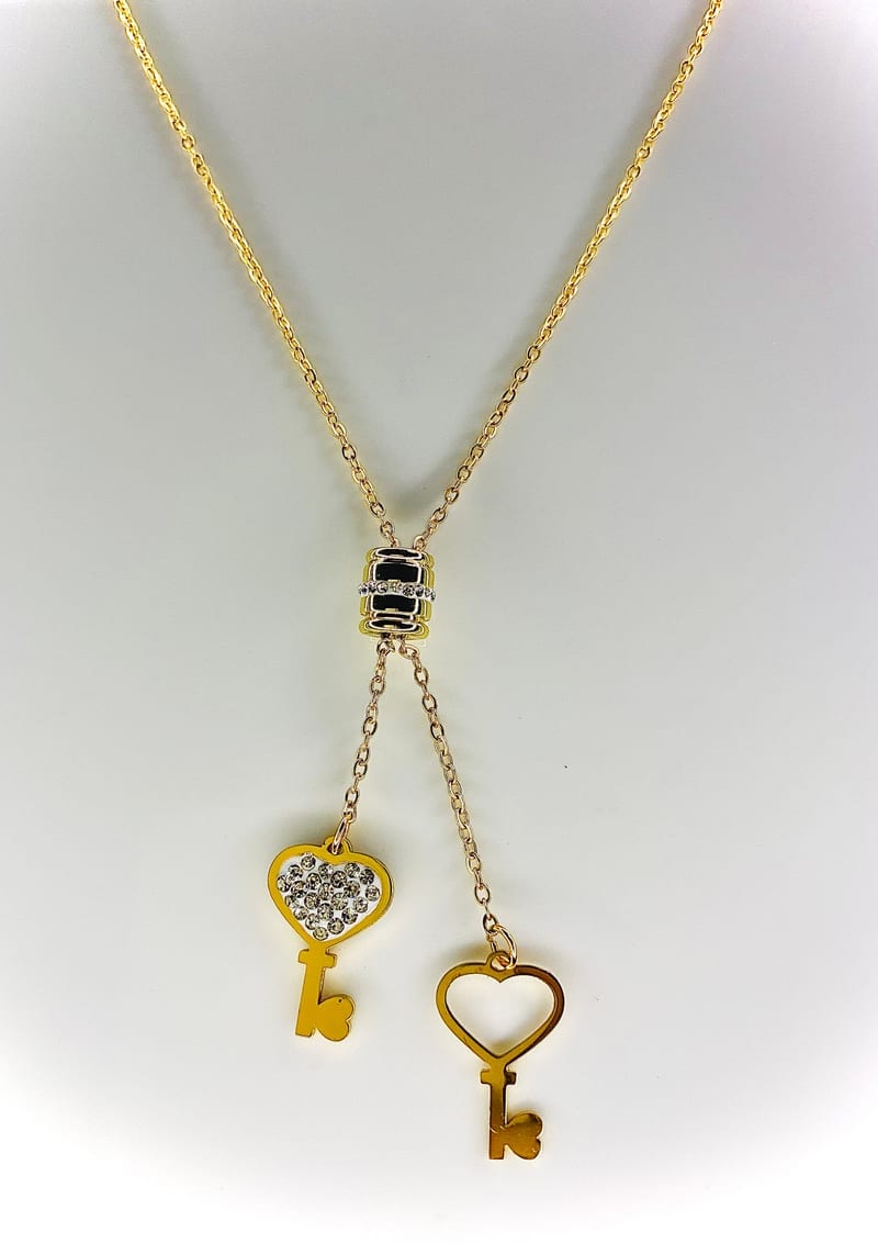 Twin Key Pendant Necklace — artificial jewellery at Rawaiya