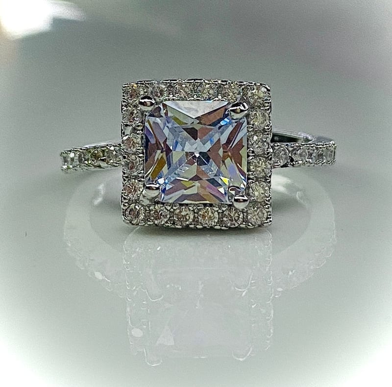 Crystal Square Ring — artificial jewellery at Rawaiya
