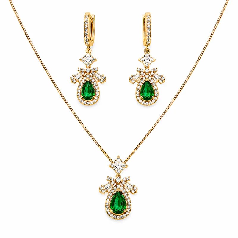 Emerald Pendant Set