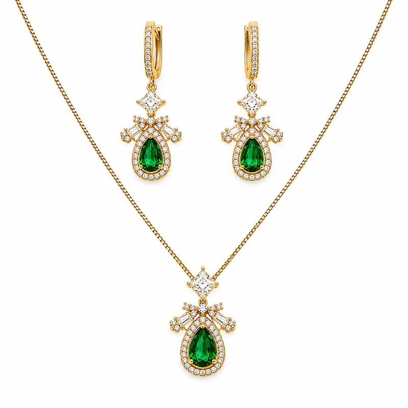Emerald Pendant Set — artificial jewellery at Rawaiya