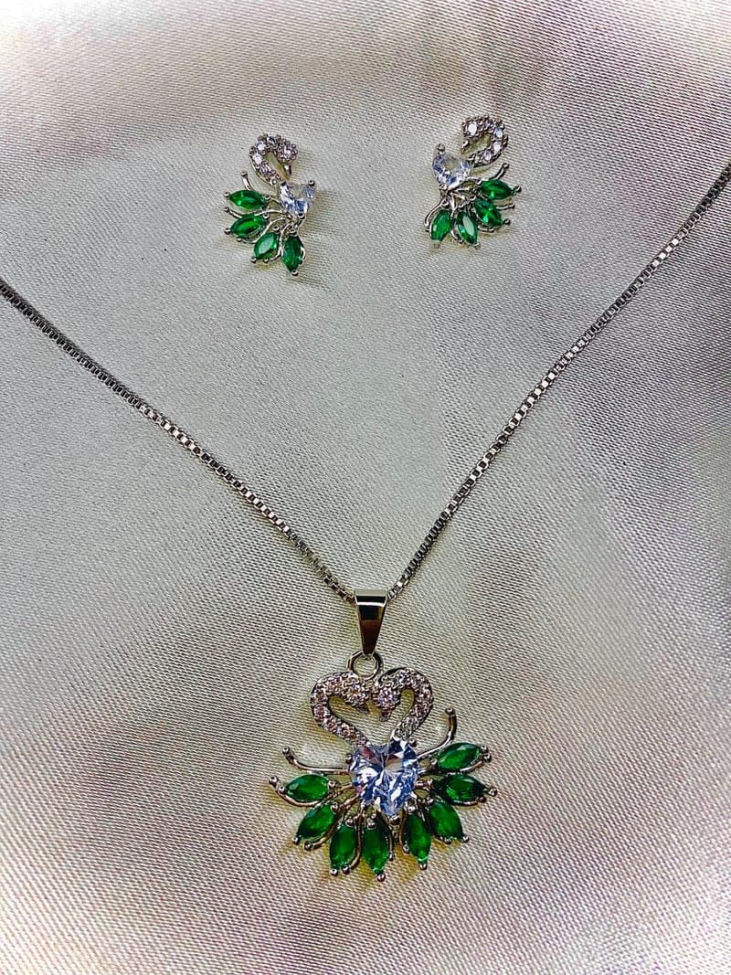 Crystal Swan Pendant Set