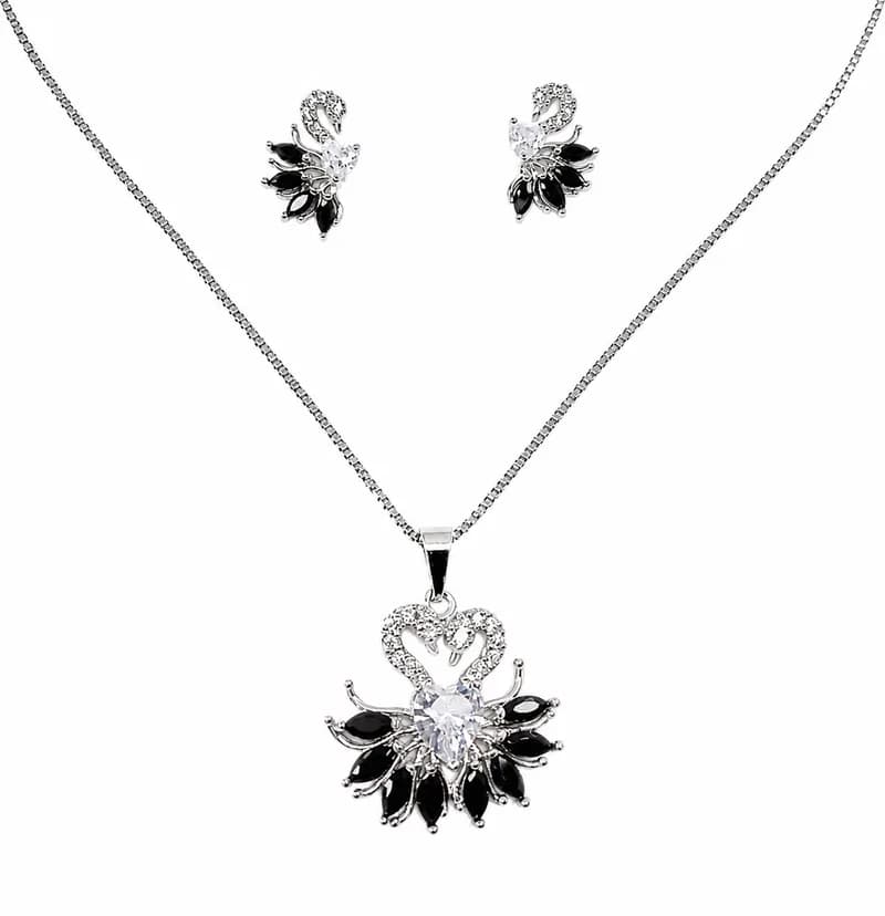 Crystal Swan Pendant Set
