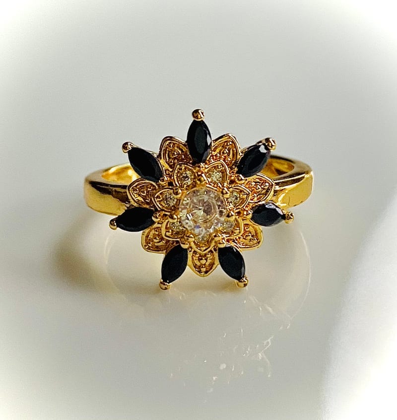 Midnight Bloom Ring — artificial jewellery at Rawaiya